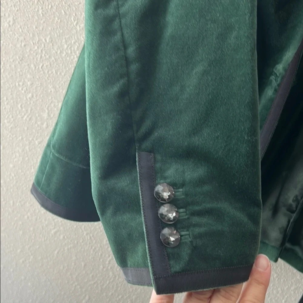 Kate Spade Green Velvet Blazer Classic Suit Jacket